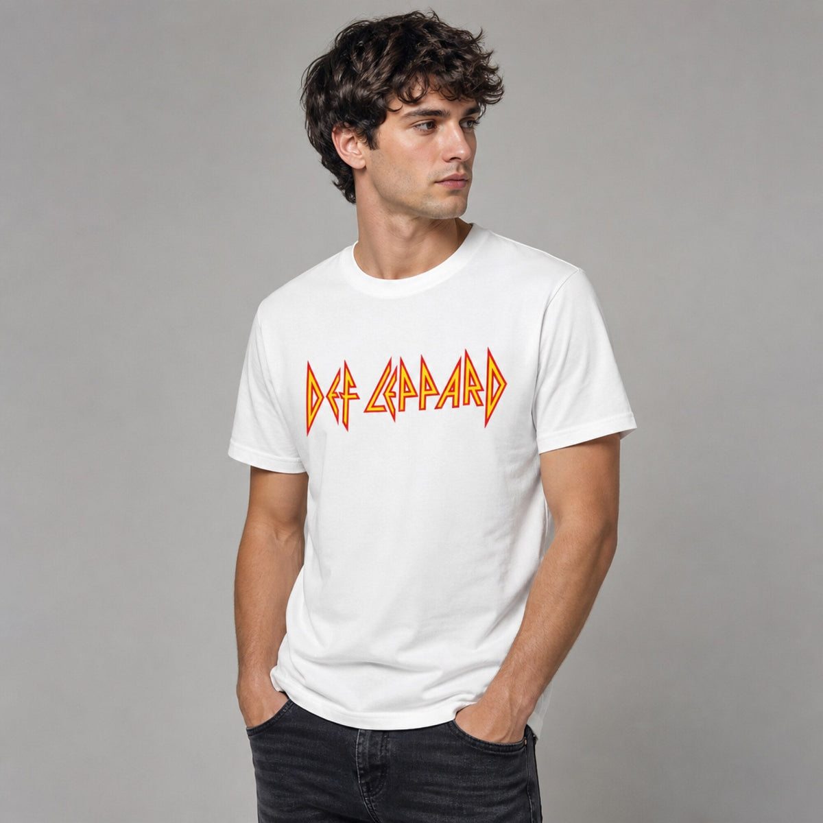 Def Leppard Unisex T-Shirt — worn on model, front
