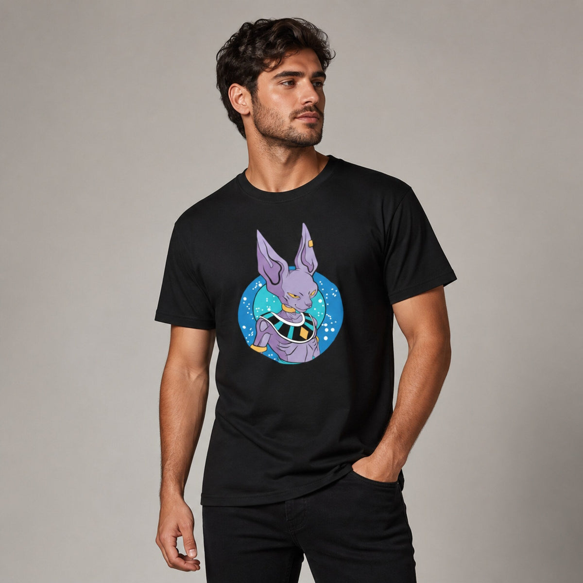 Destruction Deity Beerus Tee — worn on model, front
