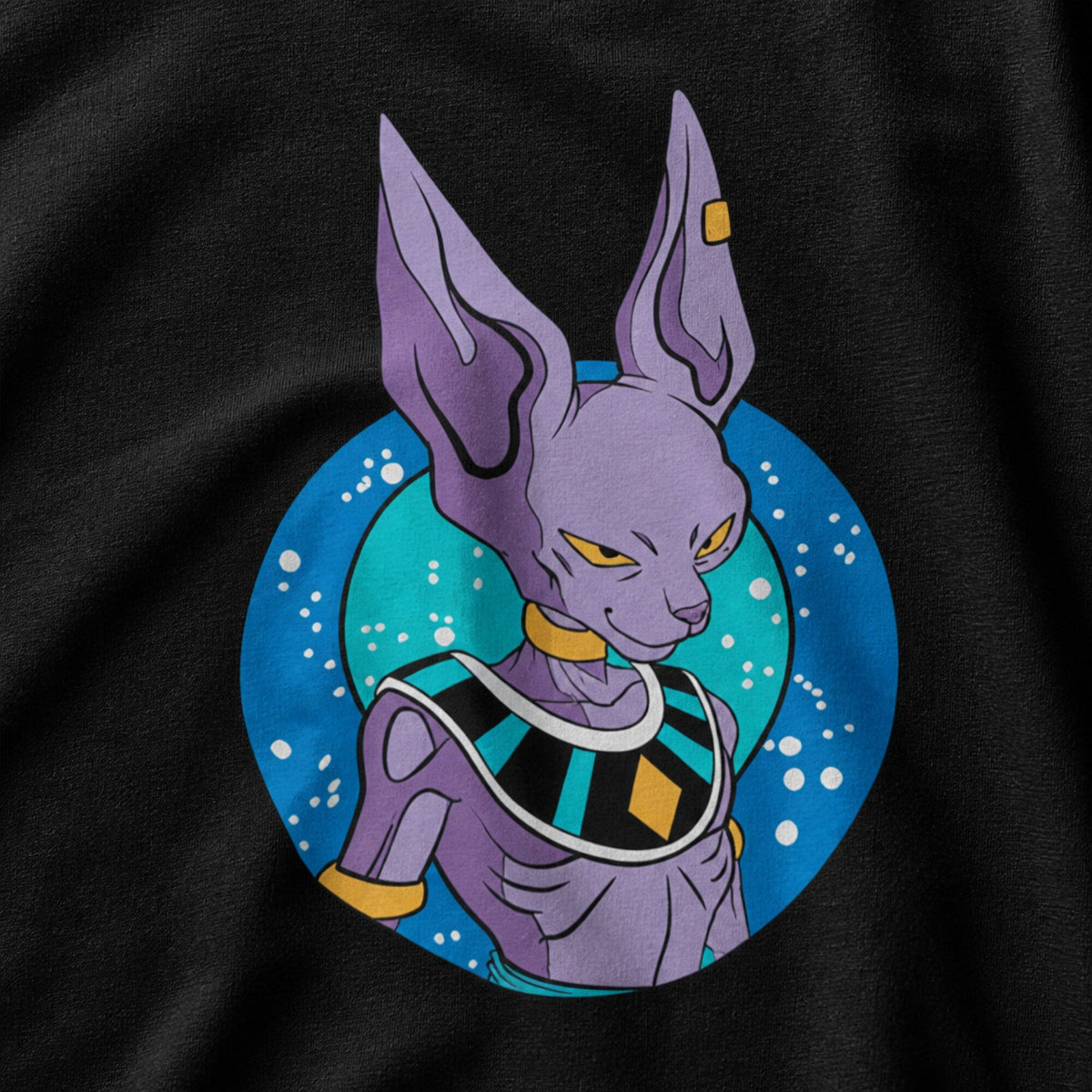 Destruction Deity Beerus Tee — print detail close-up