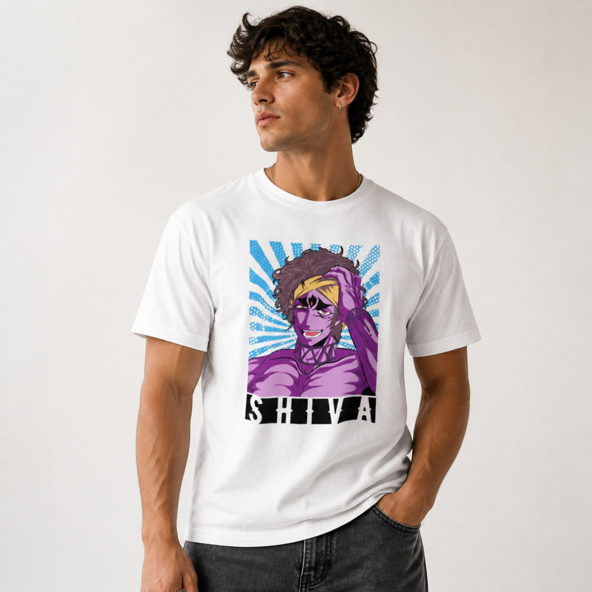 Divine Showdown Unisex T-Shirt — worn on model, front