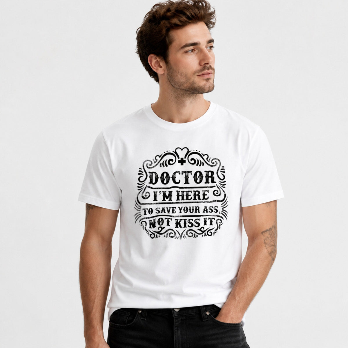 Doctor Humor T-Shirt — worn on model, front