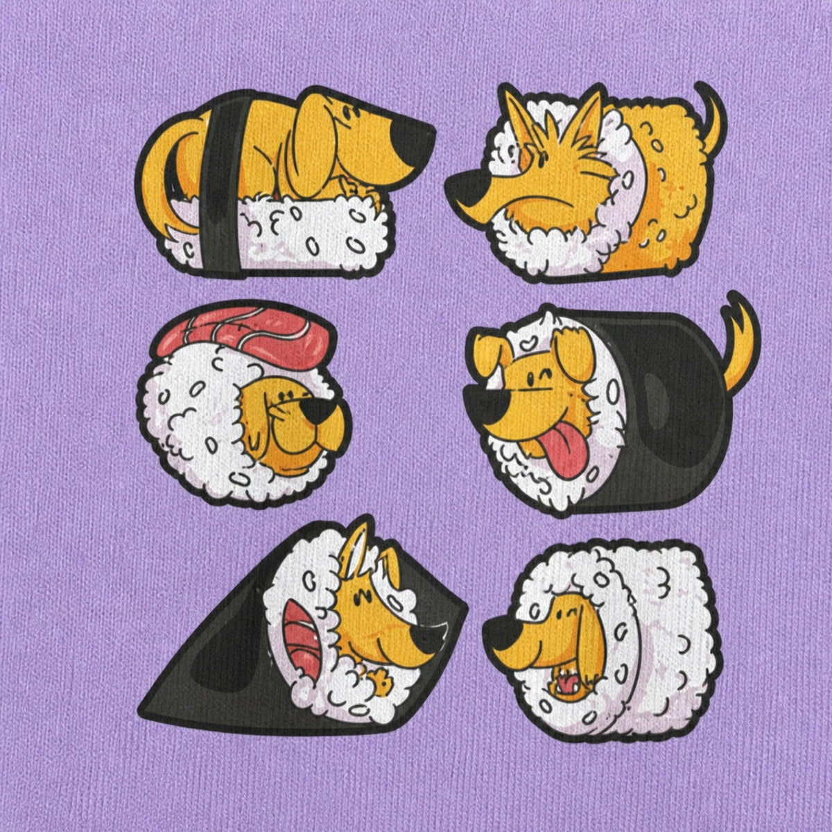 Dog Sushi Delight — print detail close-up