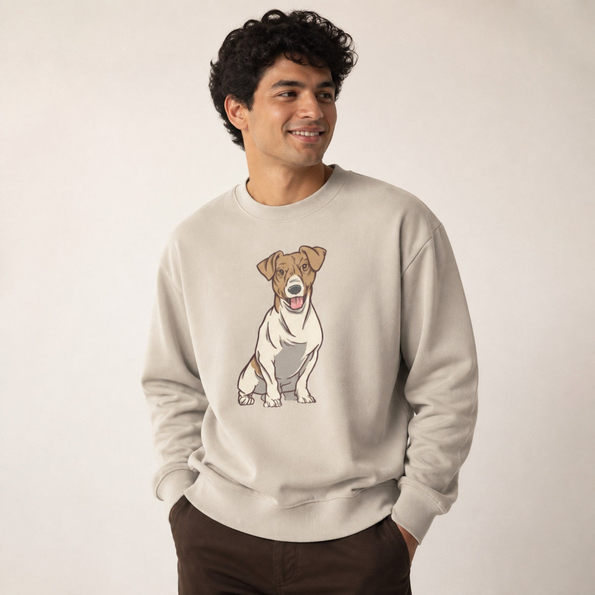 Dog Unisex Sweatshirt — worn on model, front