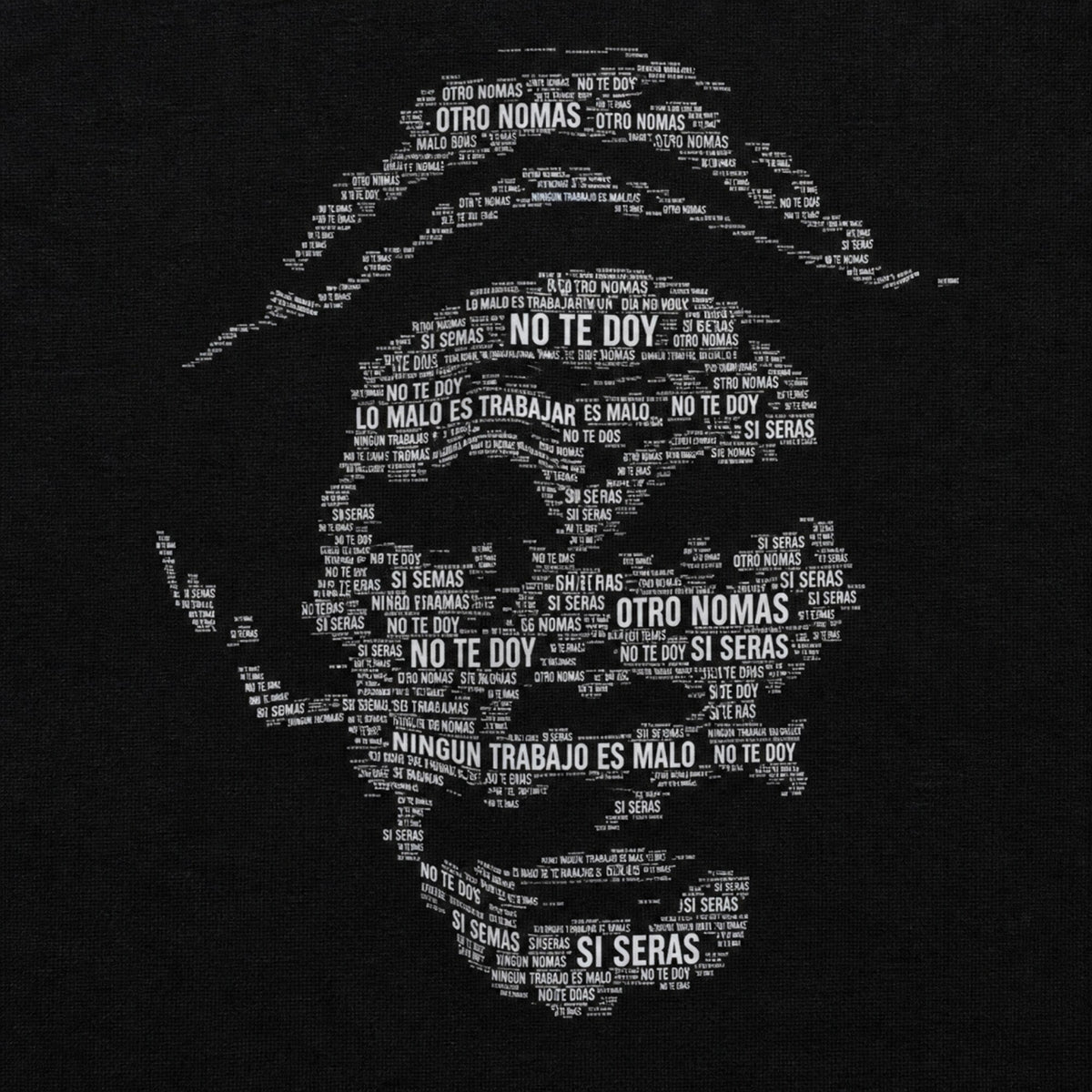 Don Ramon Tribute Typography Tee — print detail close-up