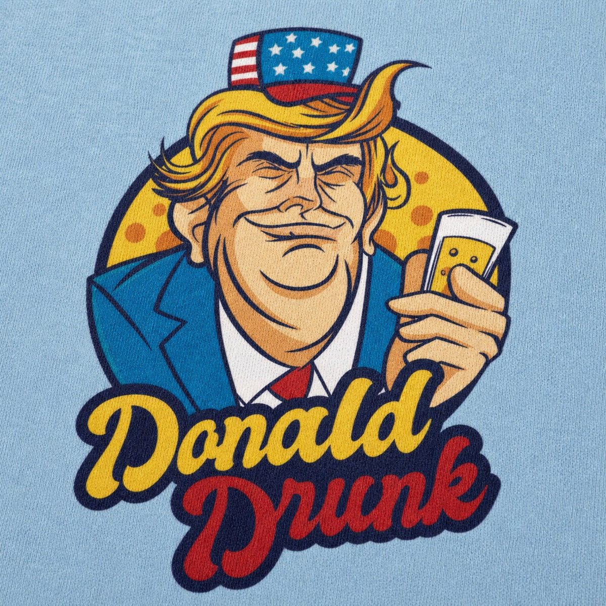 Donald Drunk Unisex Premium Sweatshirt — print detail close-up