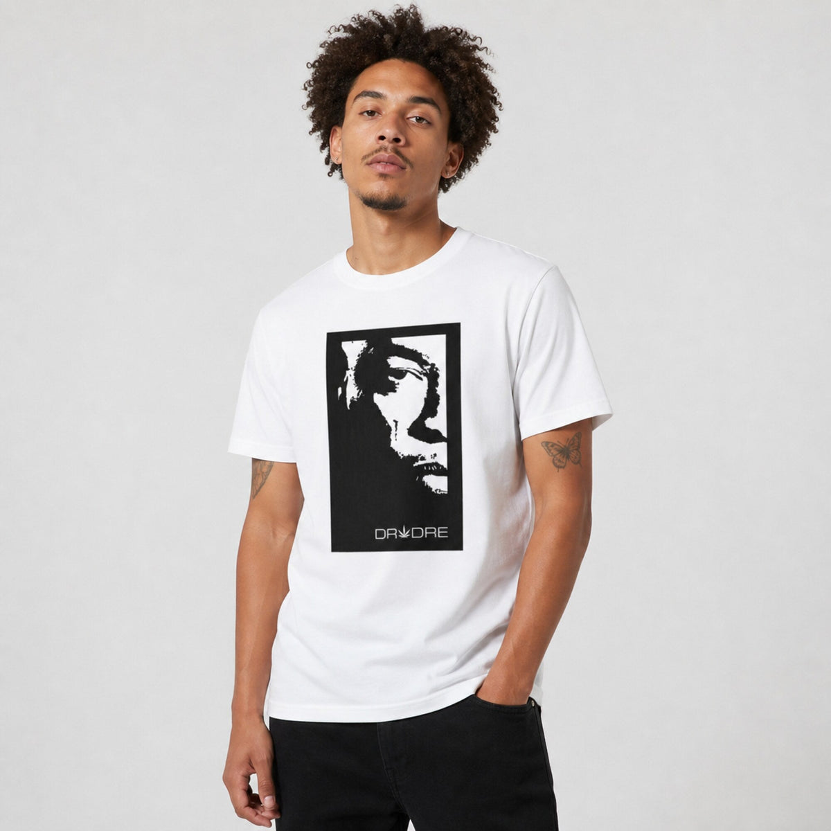 Dr. Dre Inspired Tee — worn on model, front