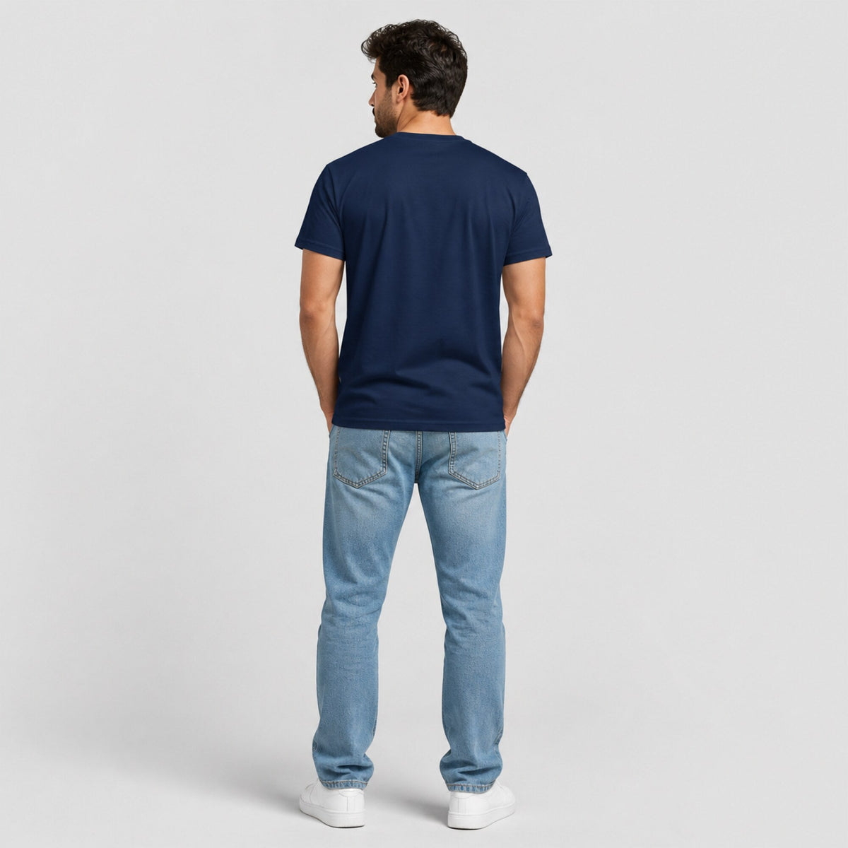 Drink Coffee Wake Up & Live T-Shirt — worn on model, back