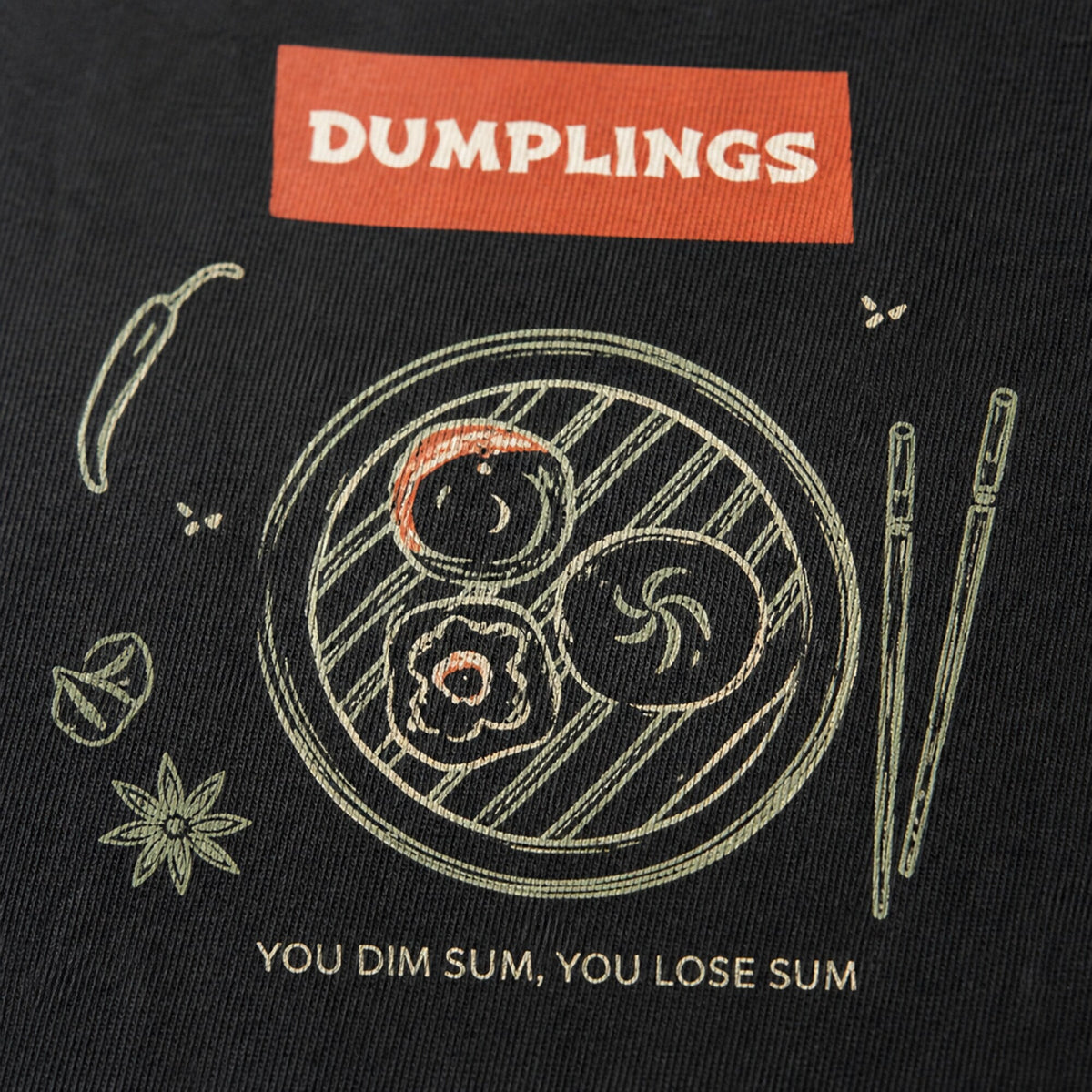 Dumplings Unisex T-Shirt — print detail close-up