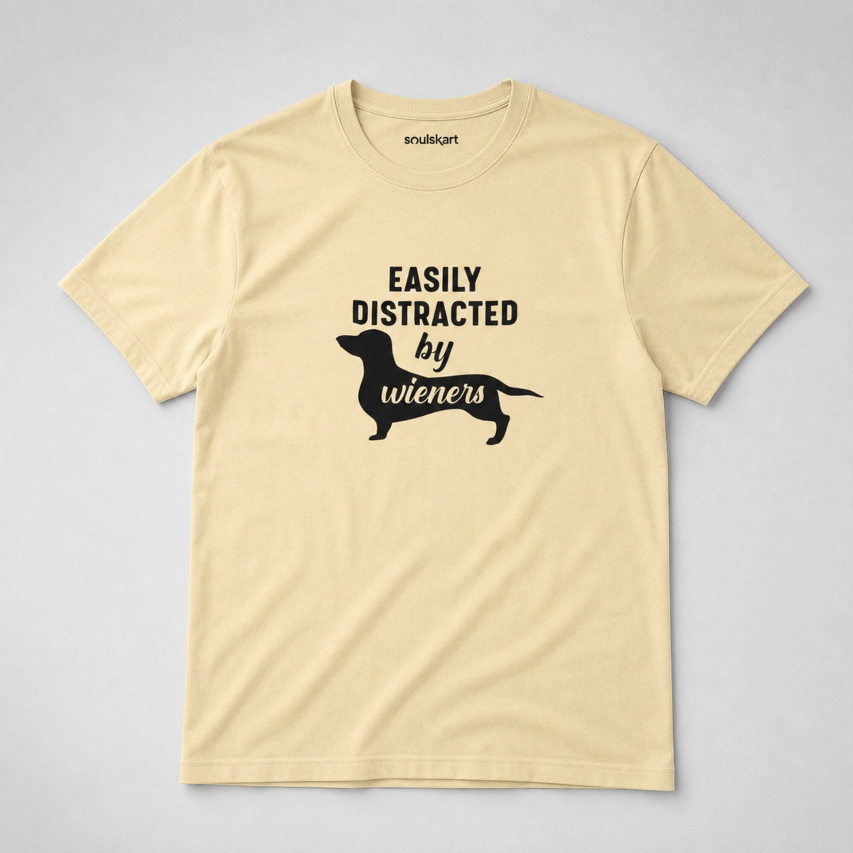 Easily Distracted by Wieners Unisex T-Shirt — on hanger