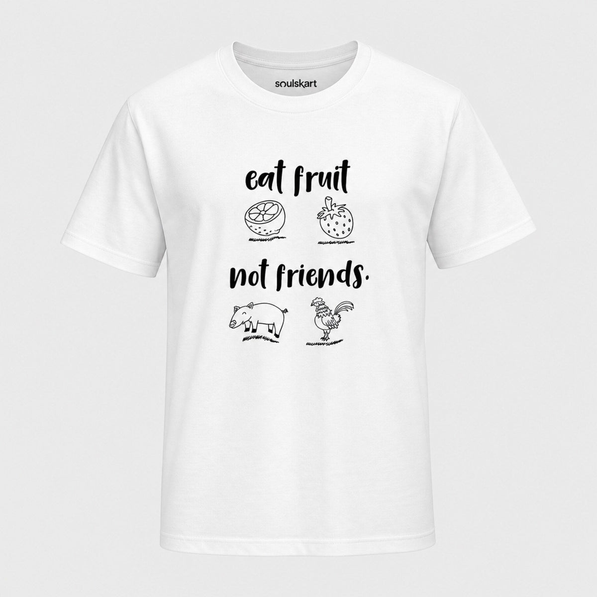 Eat Fruit Not Friends Vegan T-Shirt — front view