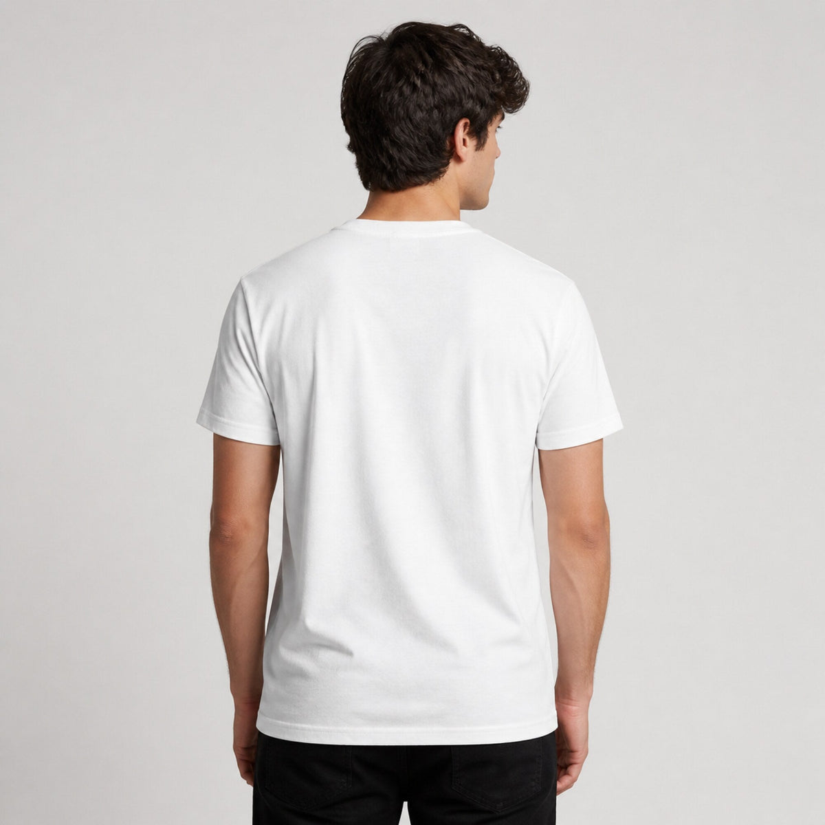 Eat Fruit Not Friends Vegan T-Shirt — worn on model, back