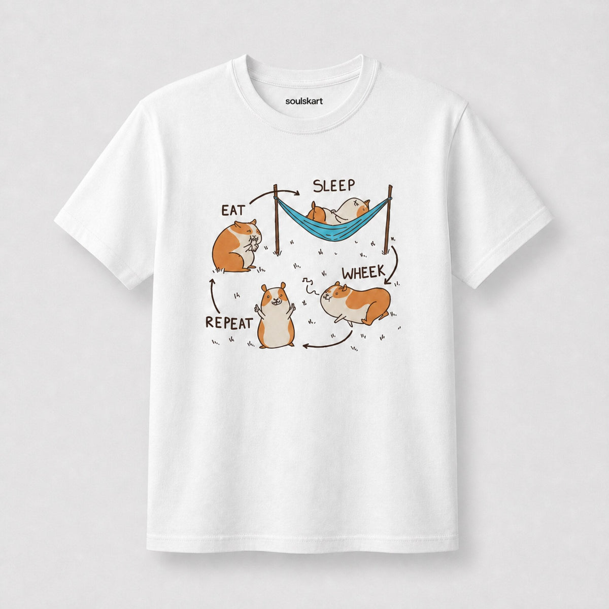 Eat Sleep Wheek Repeat Guinea Pig Unisex T-Shirt — front view