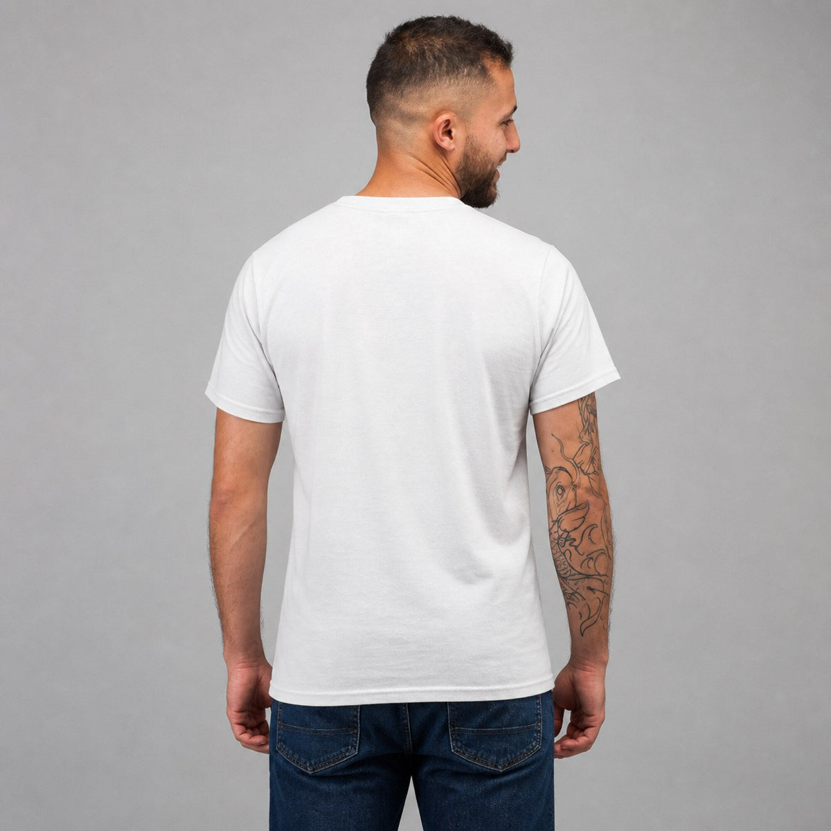 Eat Sleep Wheek Repeat Guinea Pig Unisex T-Shirt — worn on model, back