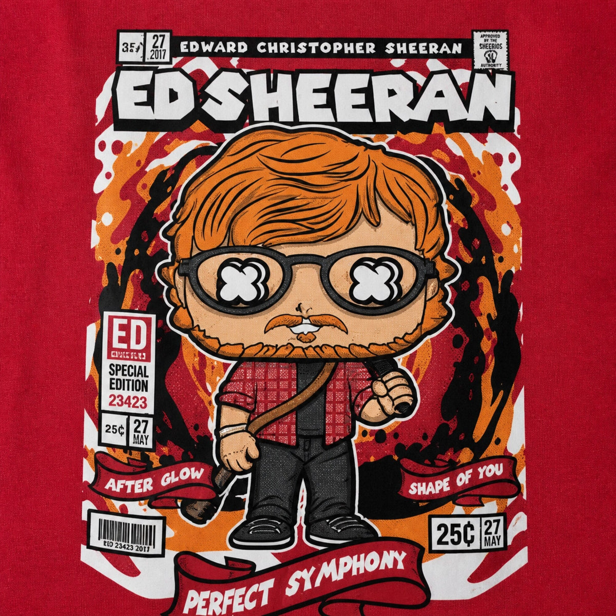 Ed Sheeran Pop Art Unisex T-Shirt — print detail close-up