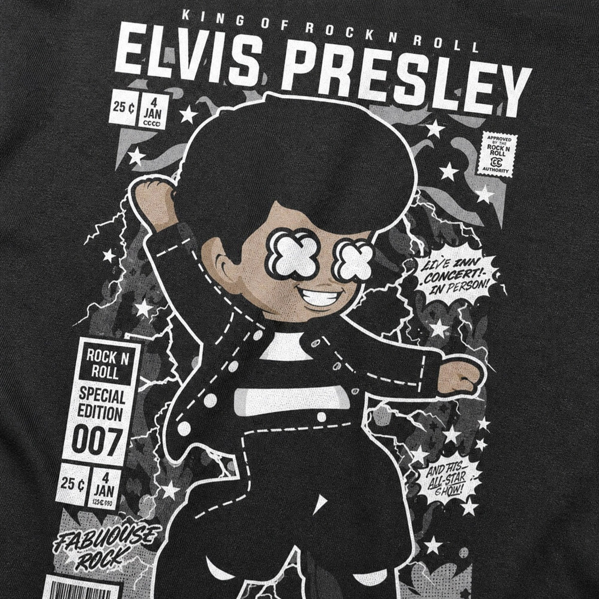 Elvis Presley Pop Art Unisex T-Shirt — print detail close-up
