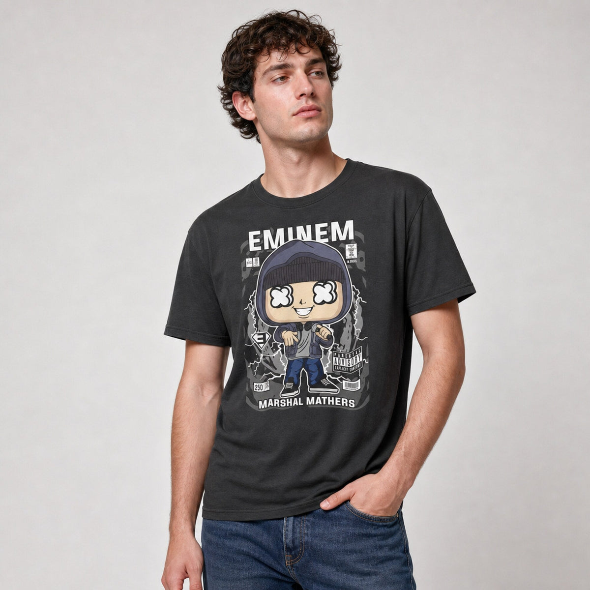 Eminem Pop Art Unisex T-Shirt — worn on model, front