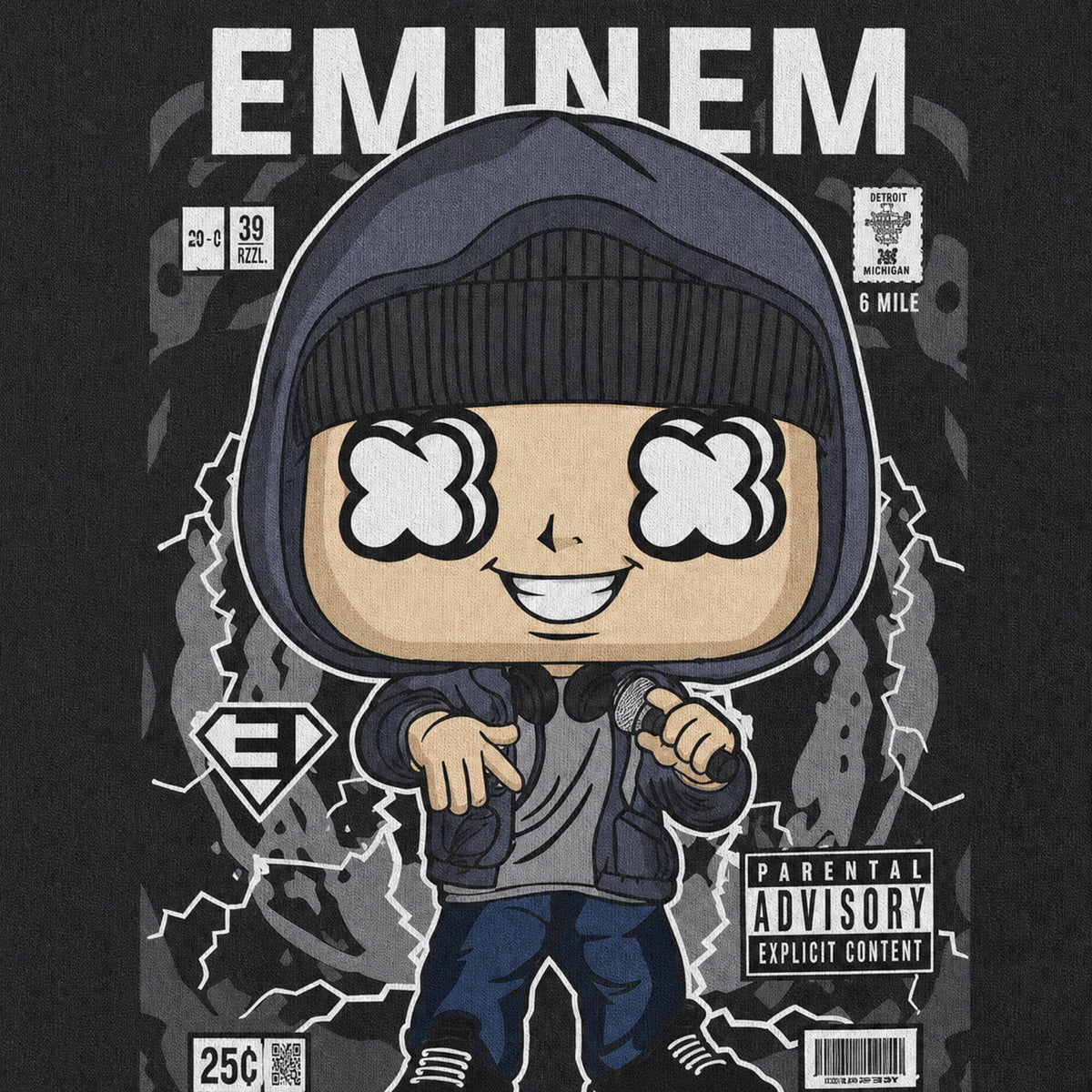 Eminem Pop Art Unisex T-Shirt — print detail close-up
