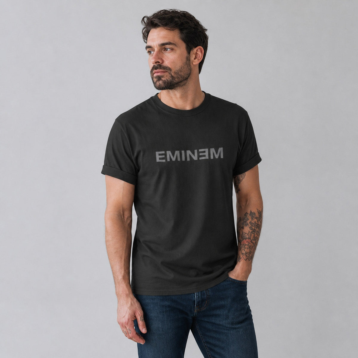 Eminem Unisex T-Shirt — worn on model, front