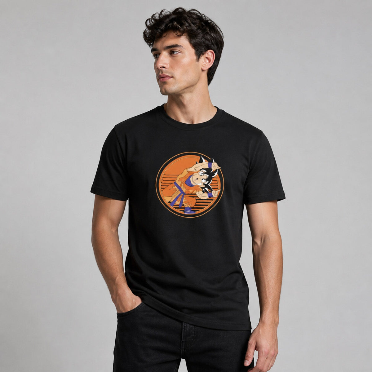 Epic Fusion Pose T-Shirt — worn on model, front