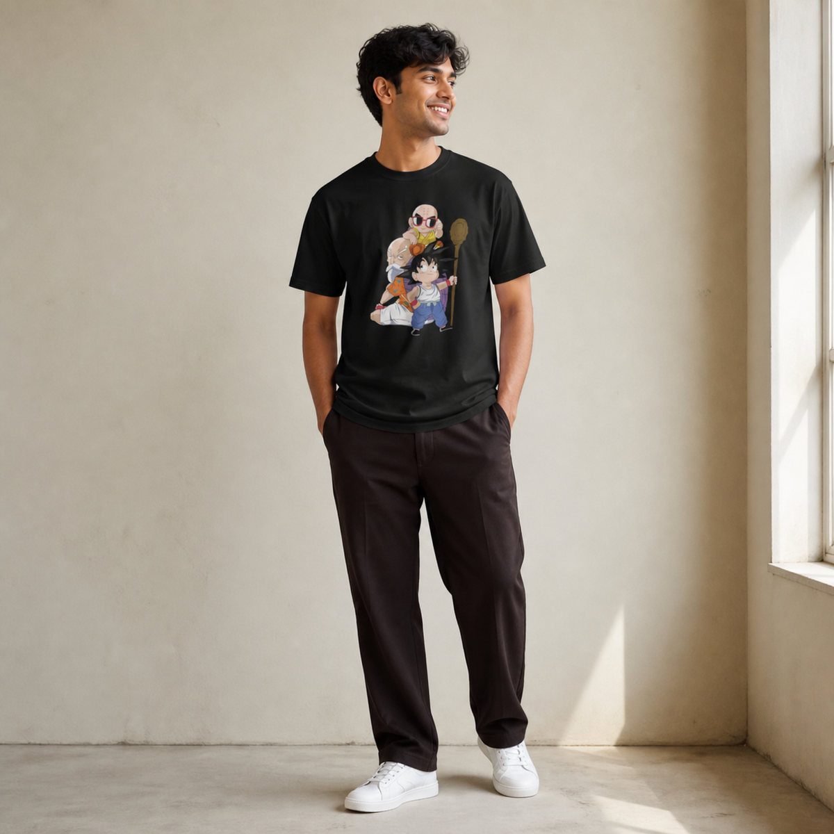 "Epic Trio Adventure" Unisex T-Shirt with Goku, Krillin, and Master Roshi Print