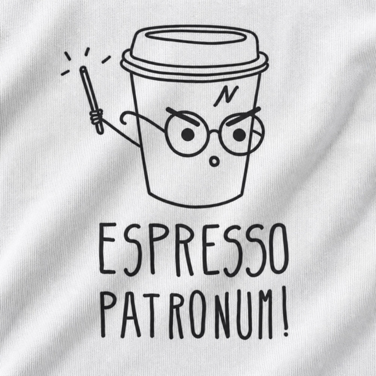 Espresso Patronum T-Shirt — print detail close-up