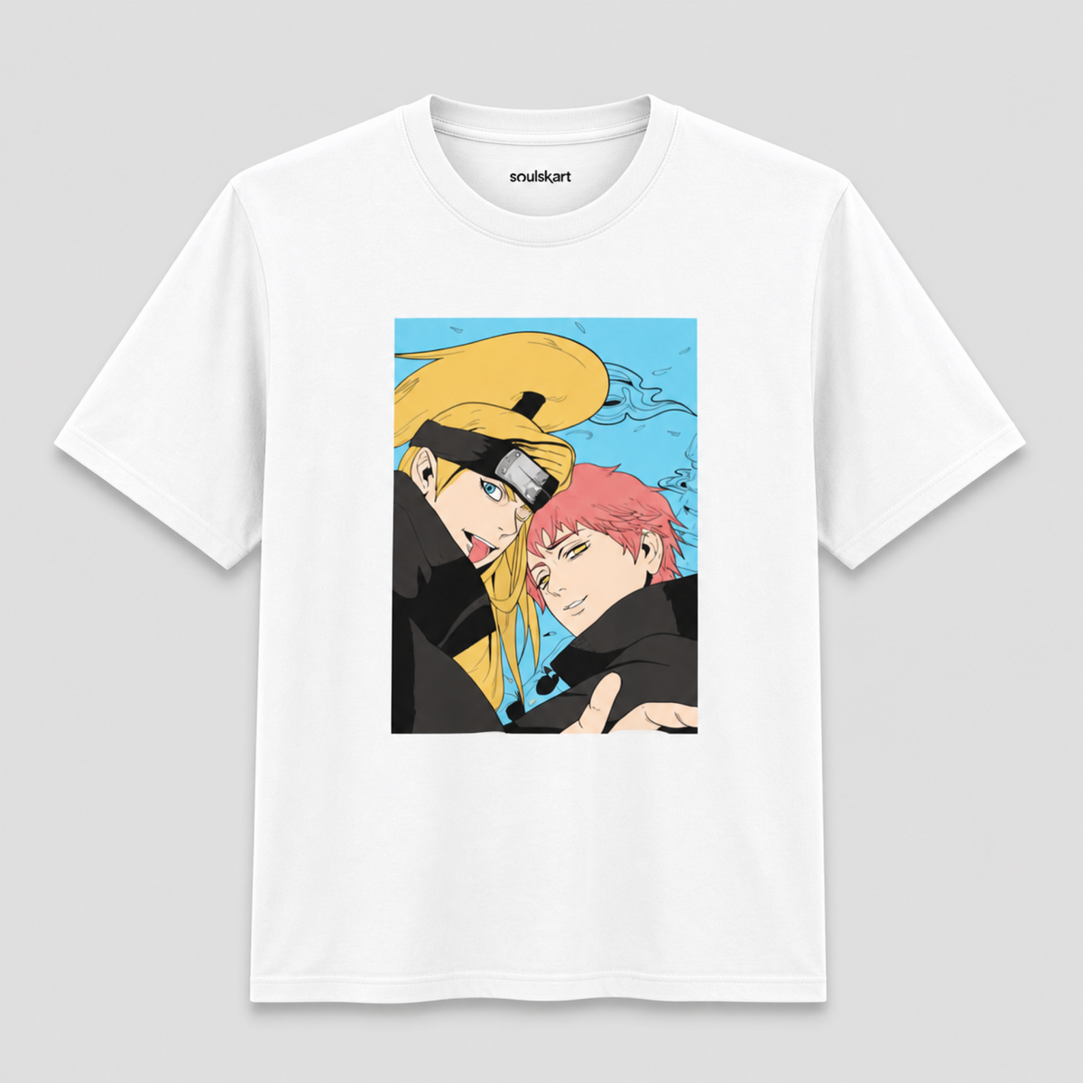 Explosive Artistry Unleashed: Deidara & Sasori Naruto Print Unisex T-Shirt