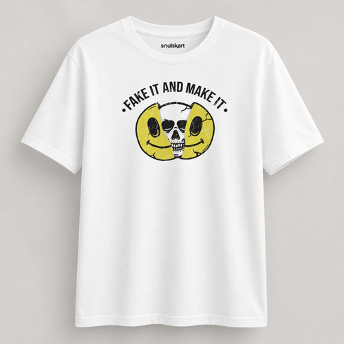 Fake It & Make It Unisex Streetwear T-Shirt — front view