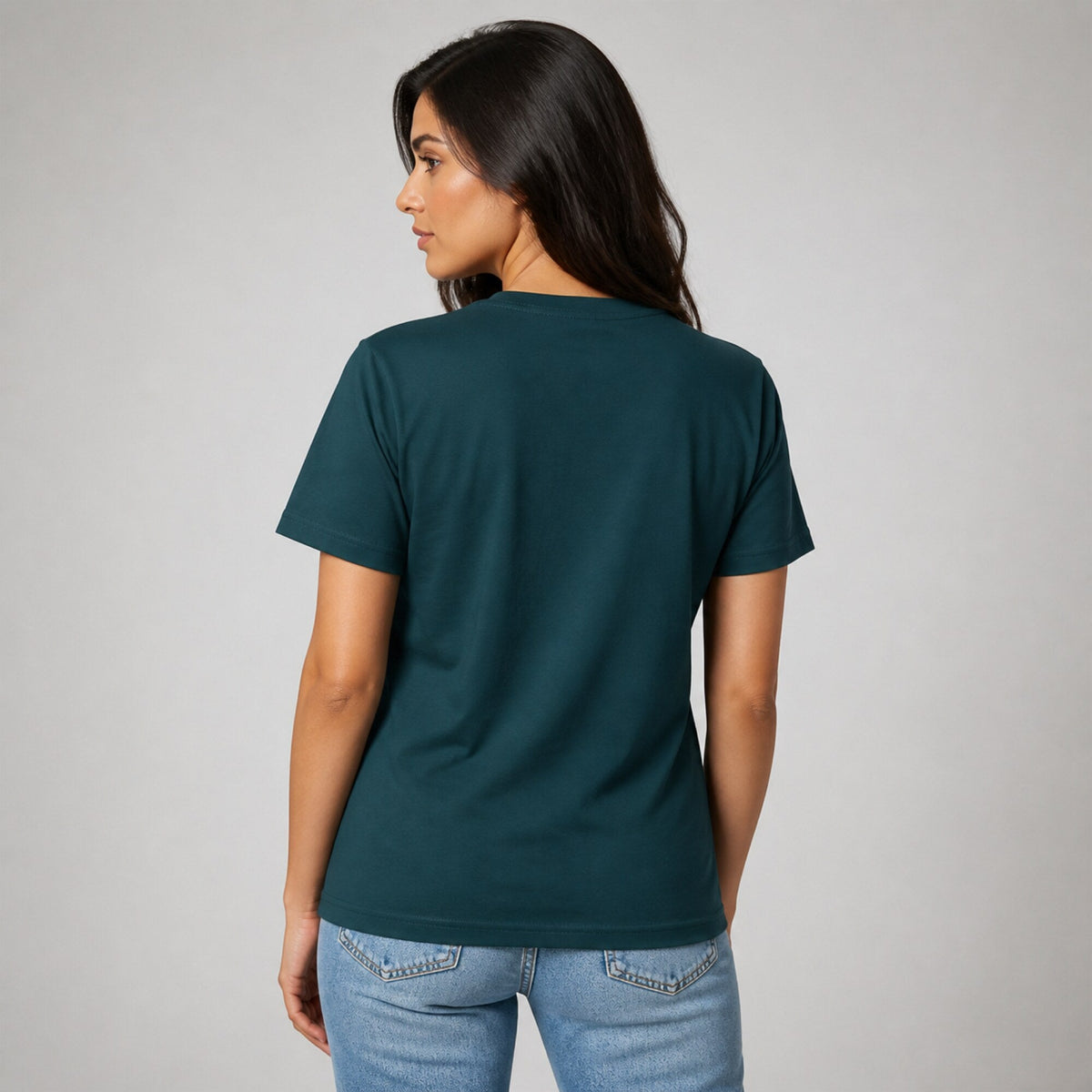 Feline Good Unisex Printed T-Shirt — worn on model, back