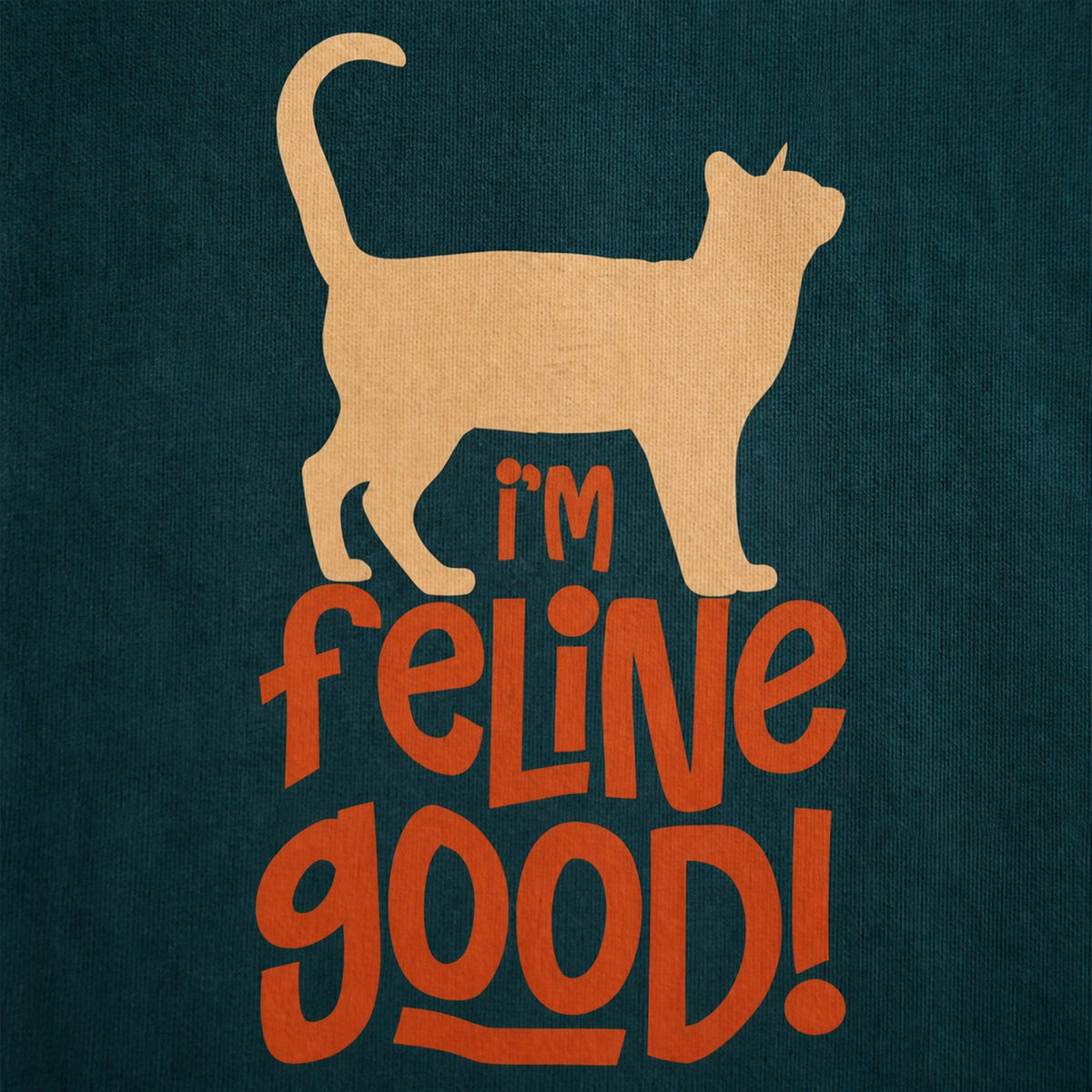 Feline Good Unisex Printed T-Shirt — print detail close-up