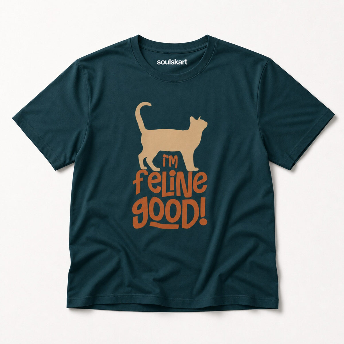 Feline Good Unisex Printed T-Shirt — on hanger