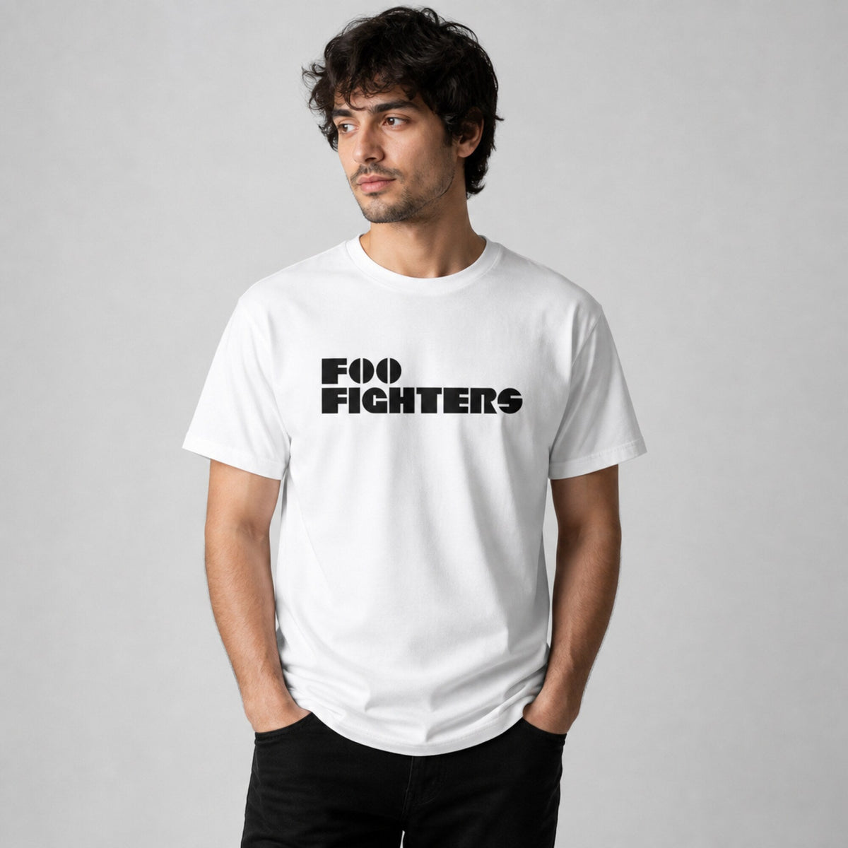 Foo Fighters Band Tee — worn on model, front