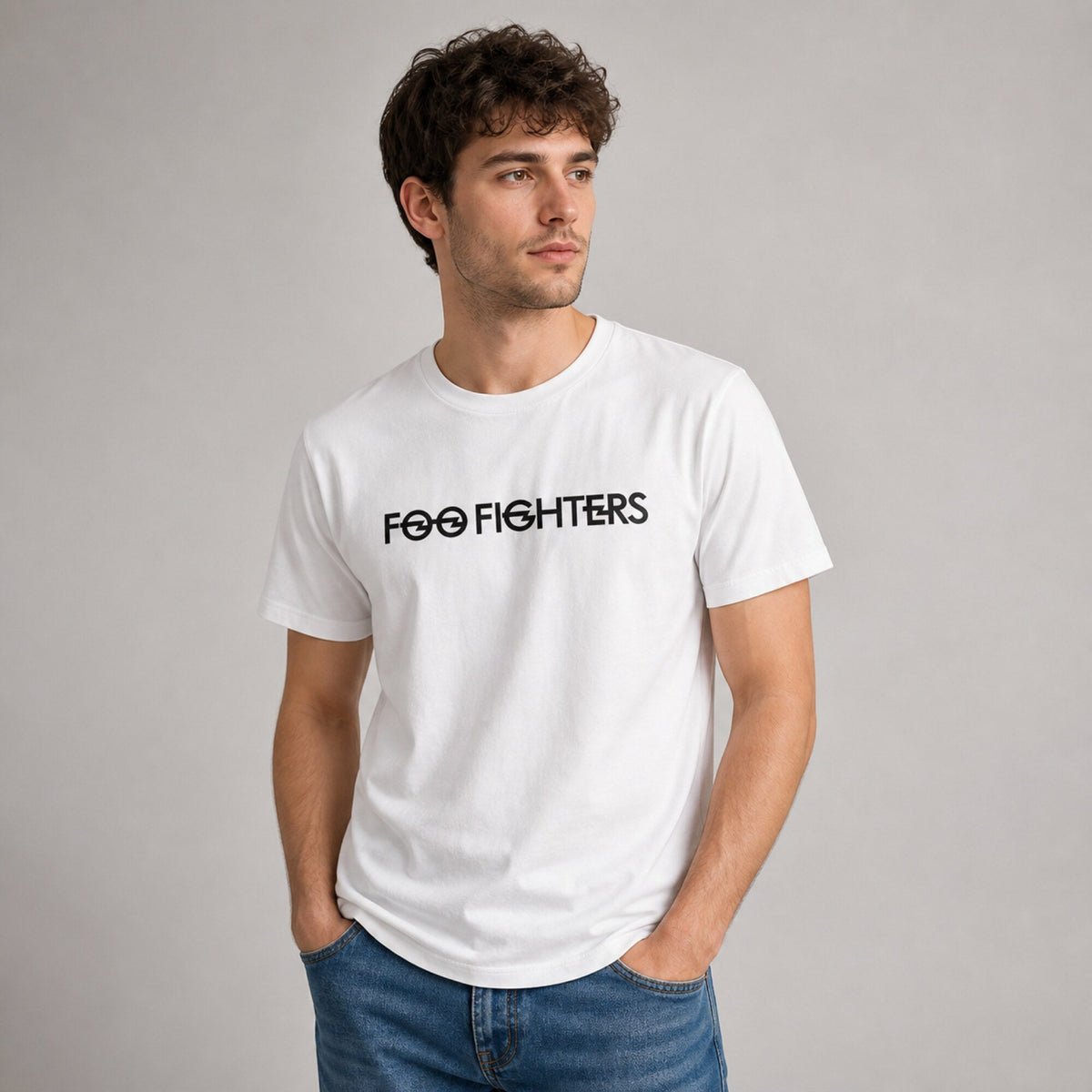 Foo Fighters Fan Tee — worn on model, front