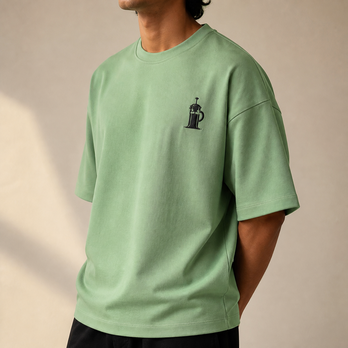 French Press Embroidered Oversized Slouch Tee