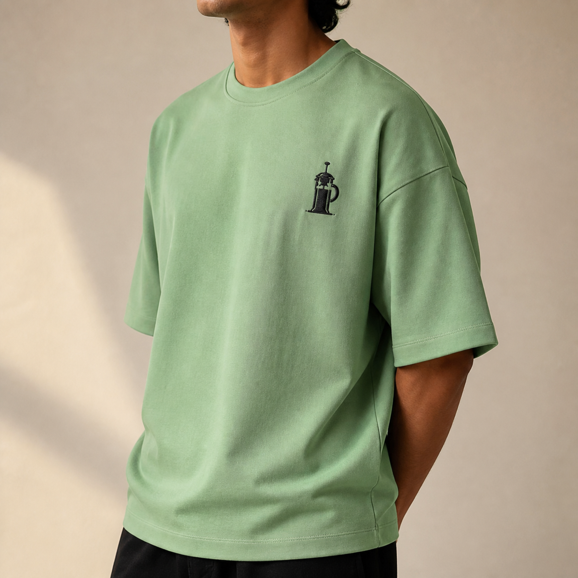 French Press Embroidered Oversized Slouch Tee