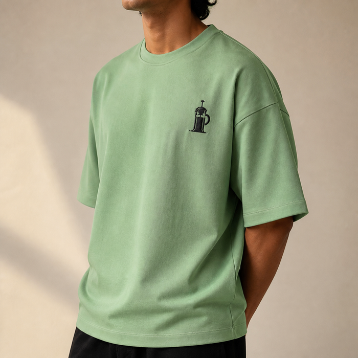 French Press Embroidered Oversized Slouch Tee