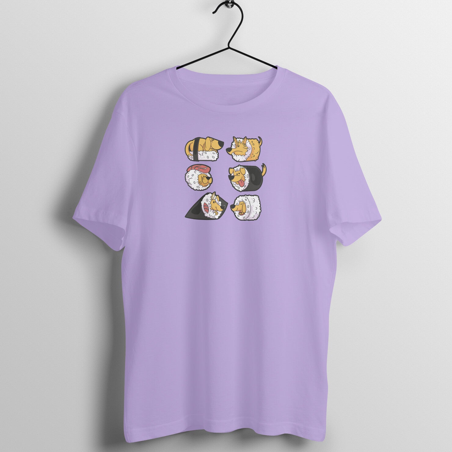 Dog Sushi Delight: Unisex Cotton Tee for Sushi & Pup Lovers!