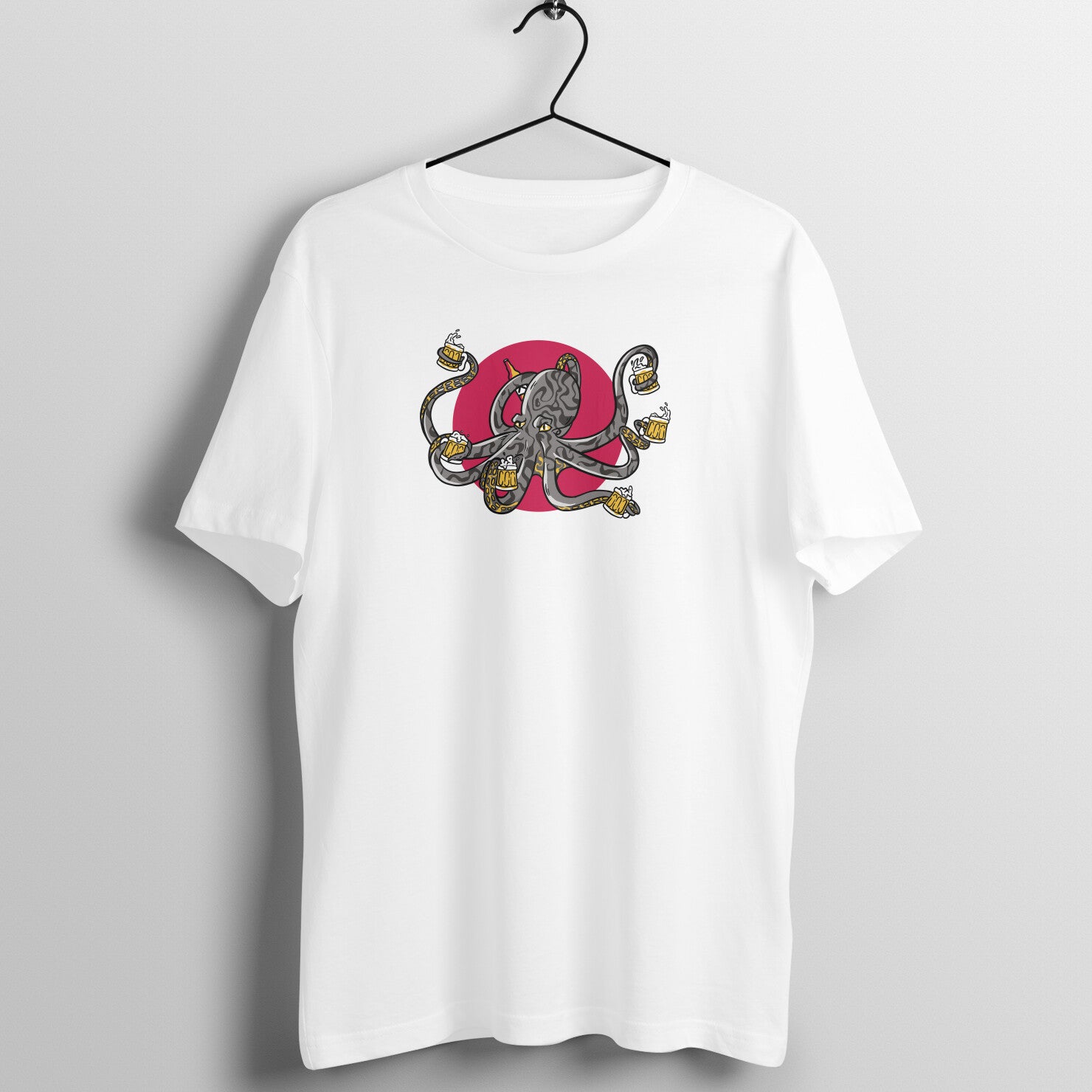 Octo-Brewed Tee: Unisex Beer Octopus Print T-Shirt