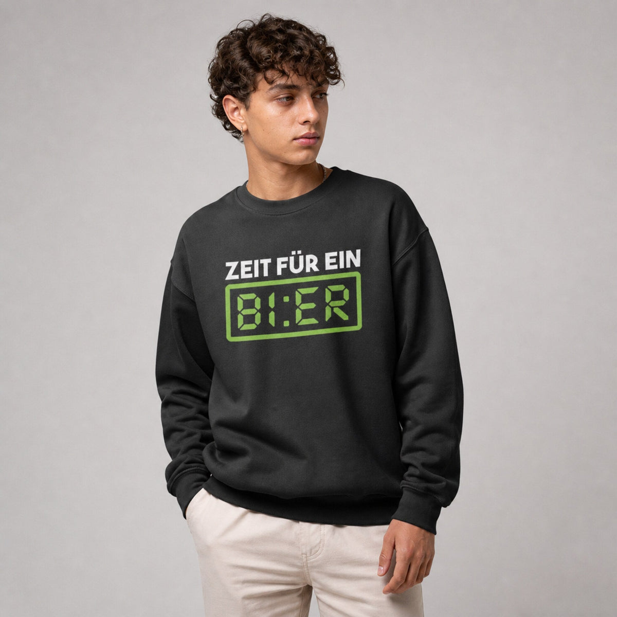 German Beer Time Unisex Premium Sweatshirt — worn on model, front