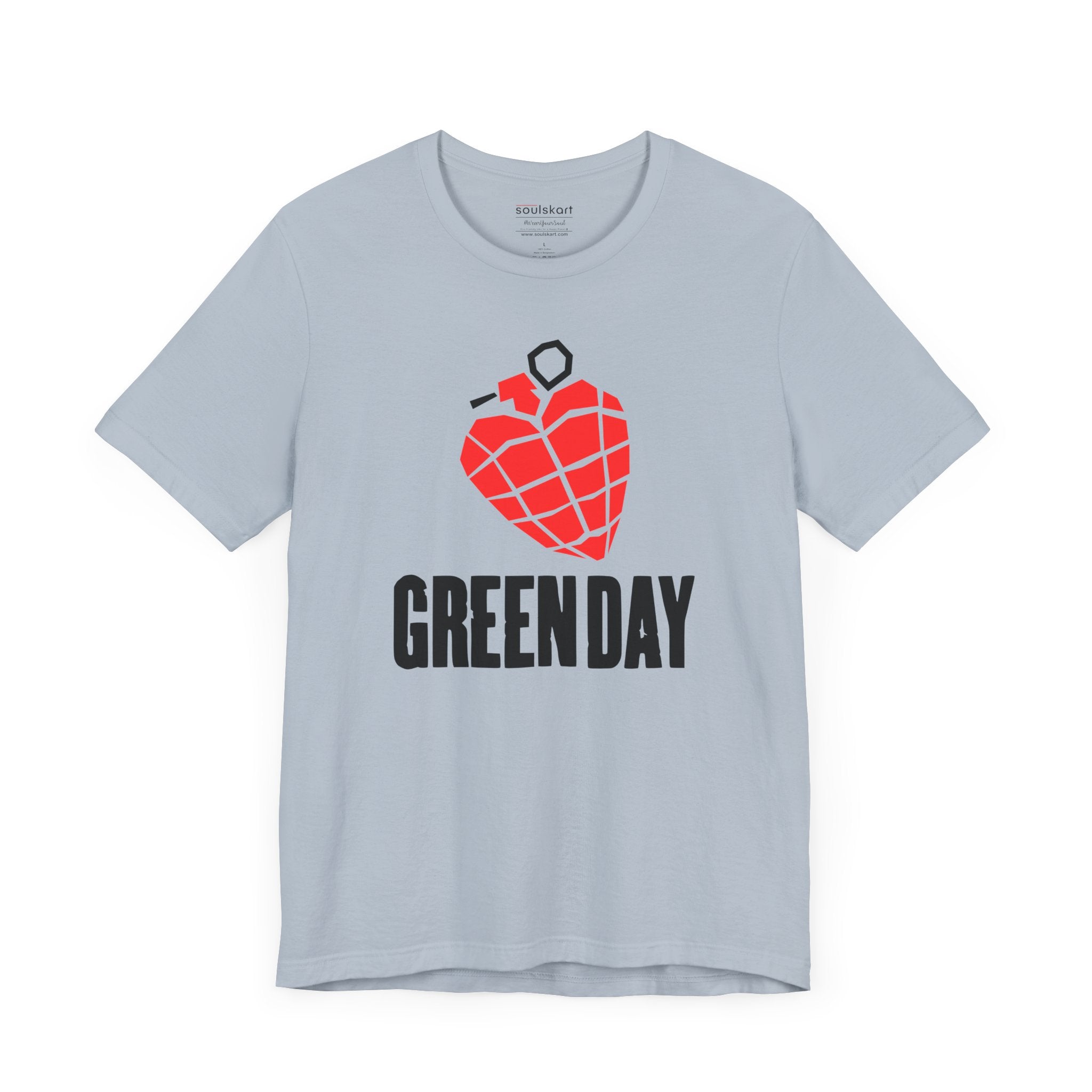 Green Day Grenade Heart Tee — Light Blue — side view
