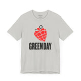 Green Day Grenade Heart Tee — Light Blue — close-up detail