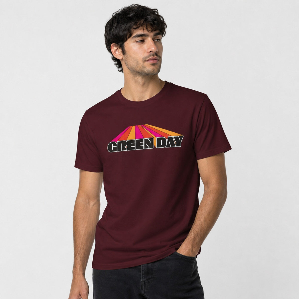 Green Day Inspired Unisex Tee — worn on model, front