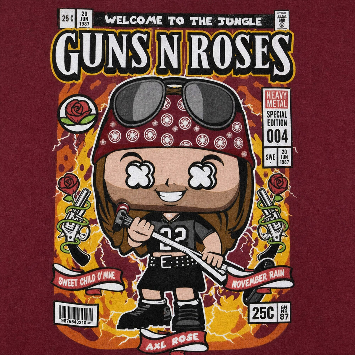 Guns N' Roses Axl Rose Pop Art Unisex T-Shirt — print detail close-up