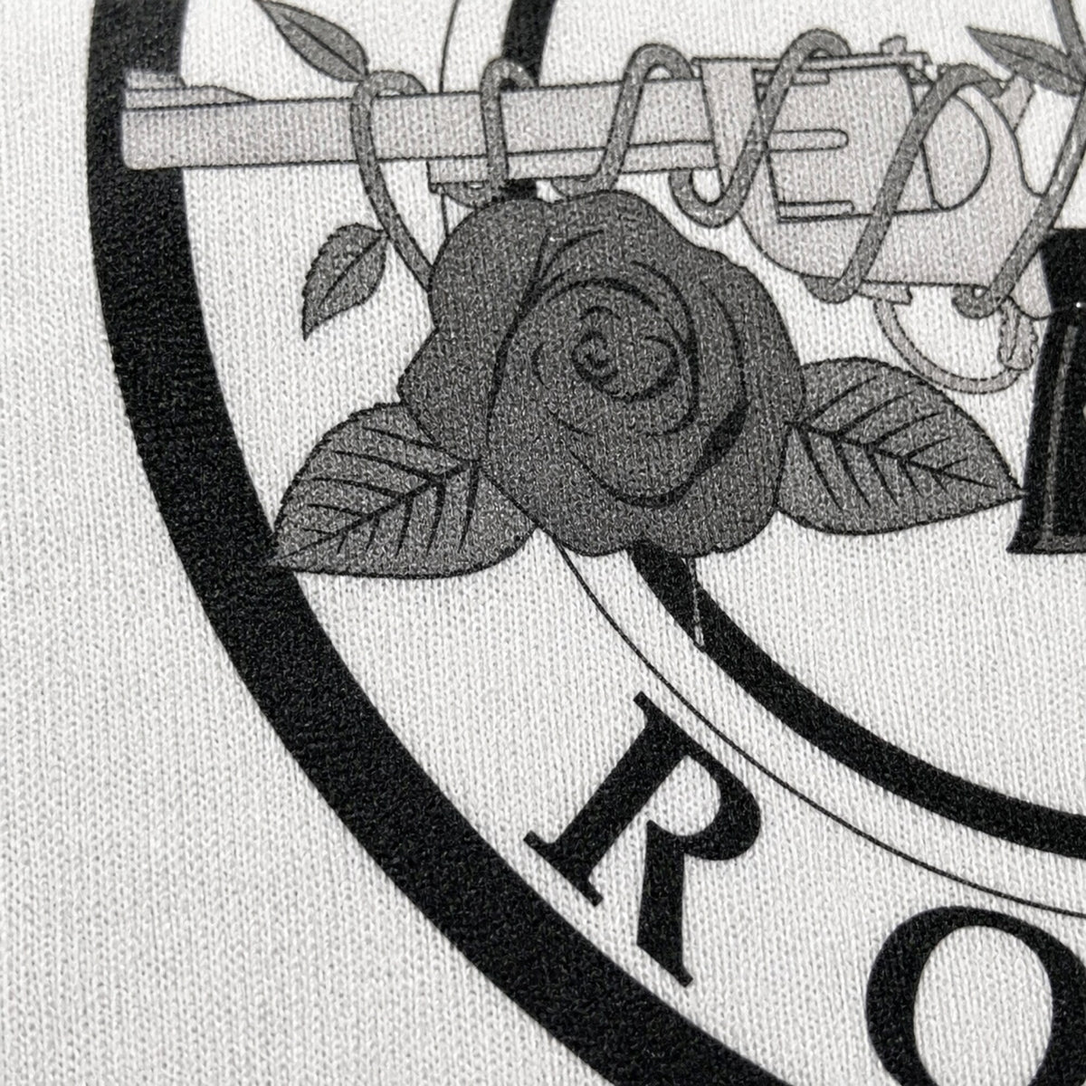Guns N' Roses Bullet Circle Logo Hoodie — print detail close-up