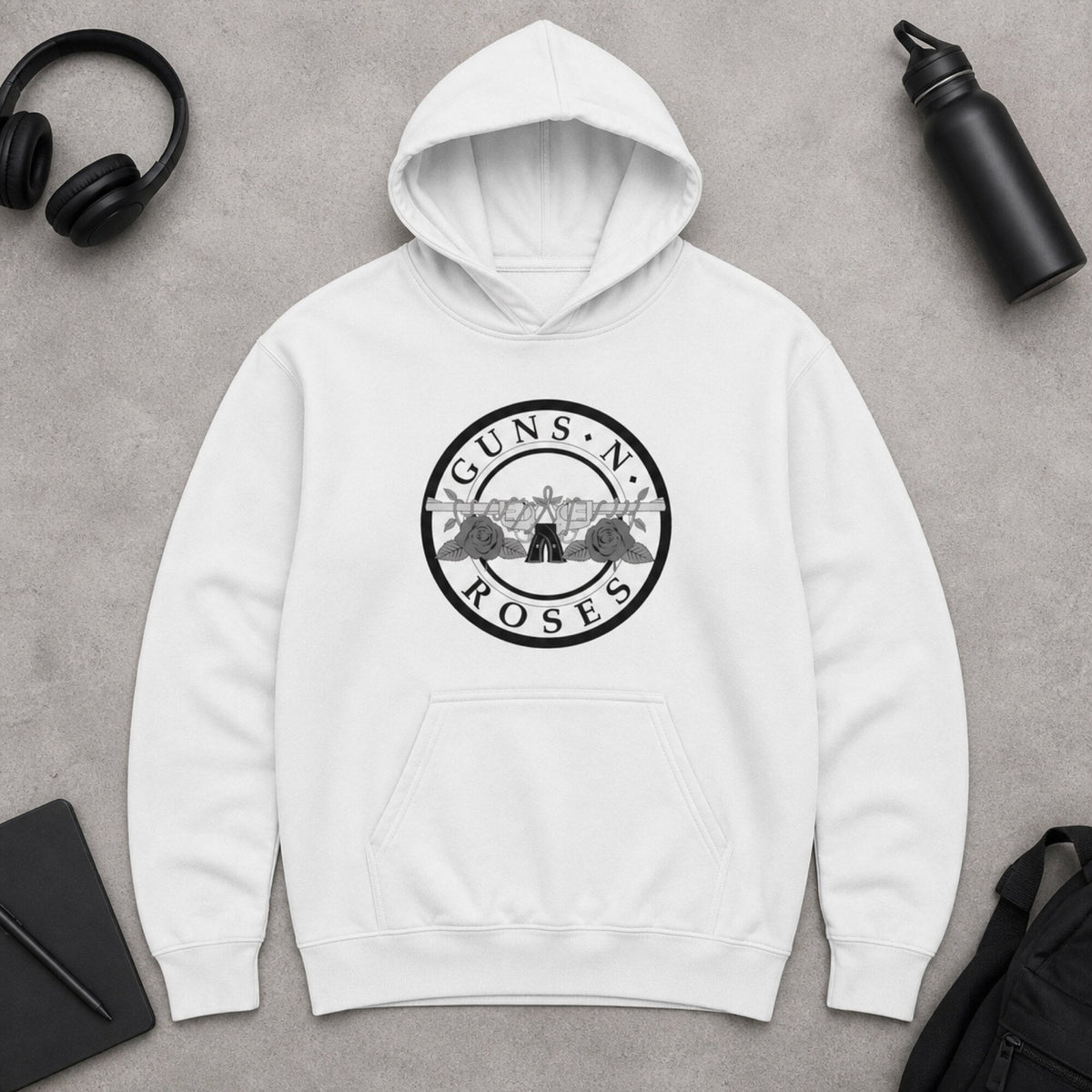 Guns N' Roses Bullet Circle Logo Hoodie — on hanger