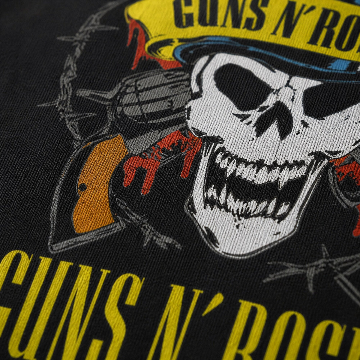 Guns N' Roses Top Hat Skull Hoodie — print detail close-up