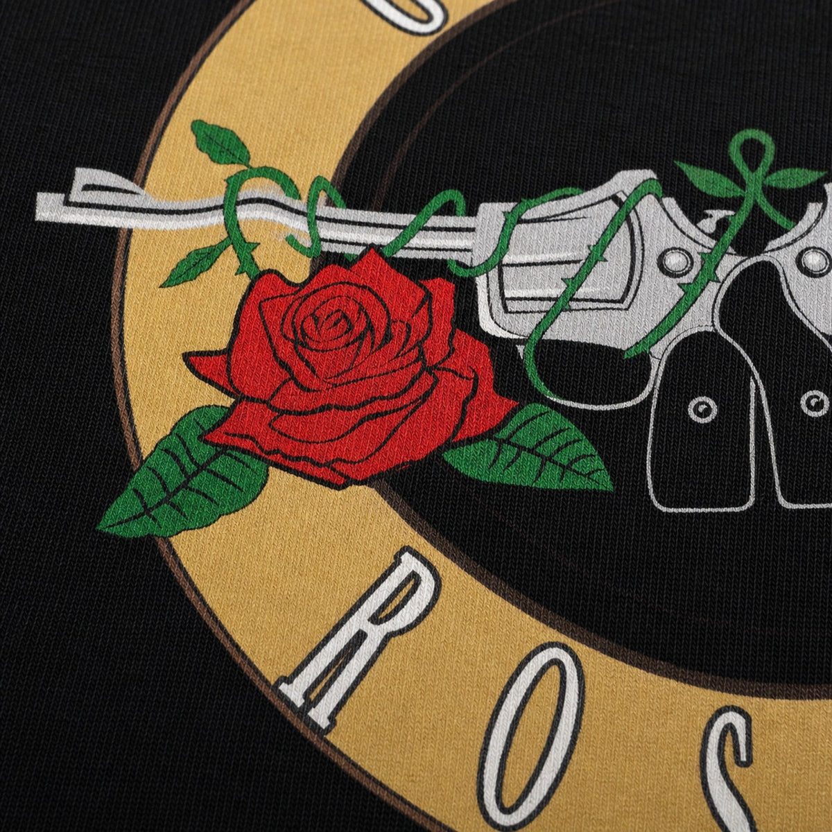 Guns N' Roses Bullet Circle Logo Tee — print detail close-up