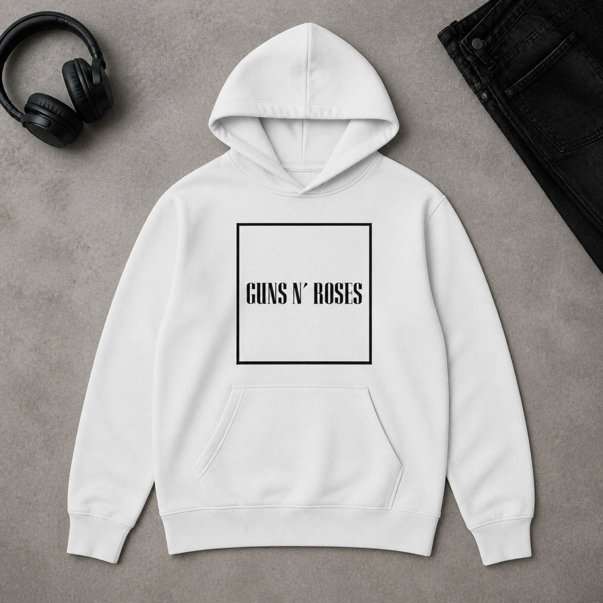 Guns N' Roses Unisex White Hoodie — on hanger