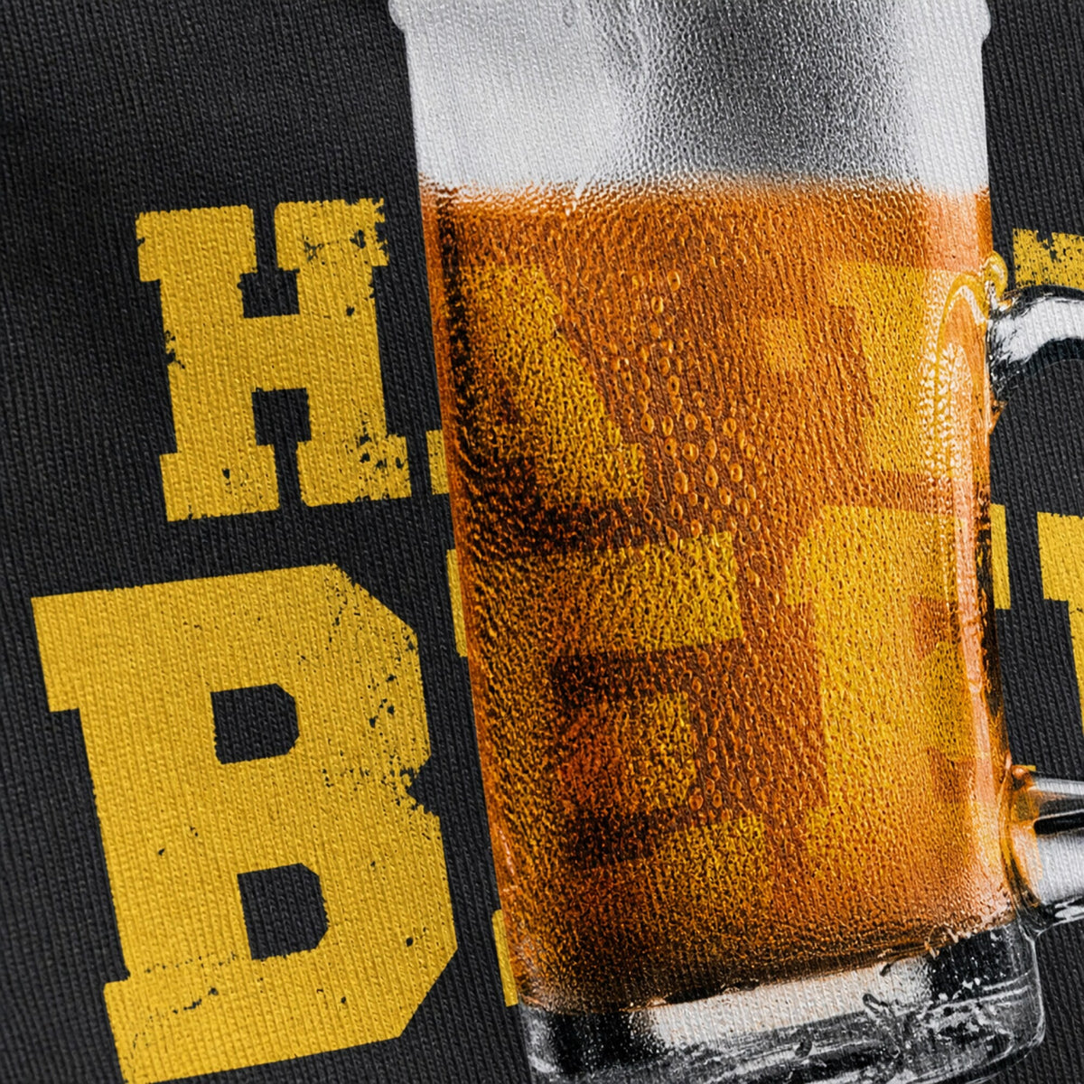 Happy Beer Cold Brew Mug Print Unisex T-Shirt — print detail close-up
