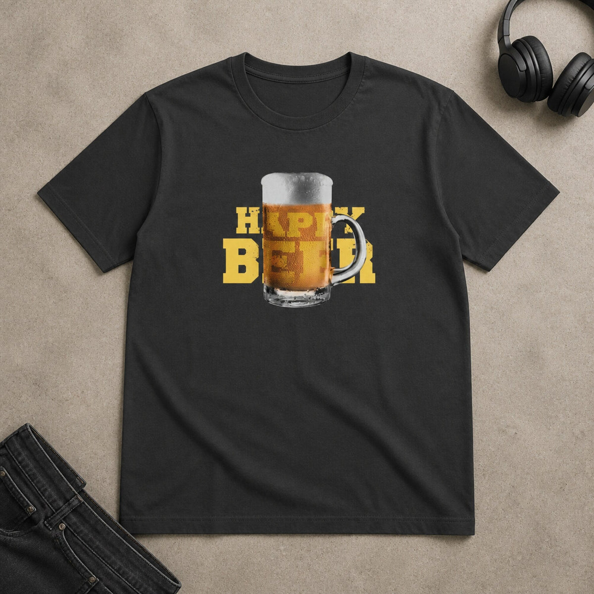 Happy Beer Cold Brew Mug Print Unisex T-Shirt — on hanger