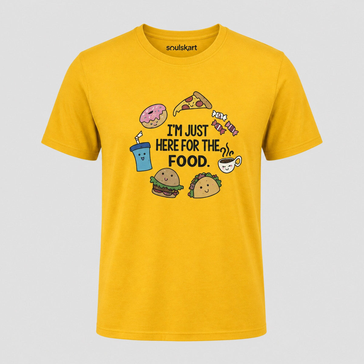 Here For The food Unisex T-Shirt — front view